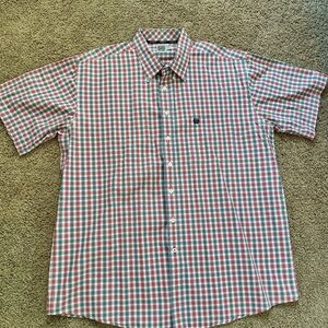 Cinch Red and White Plaid Button Down Shirt